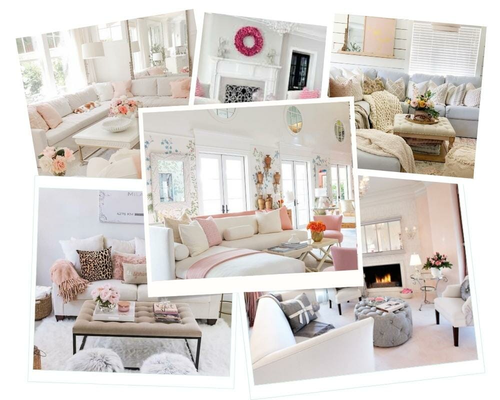 Feminine living room inspiration board