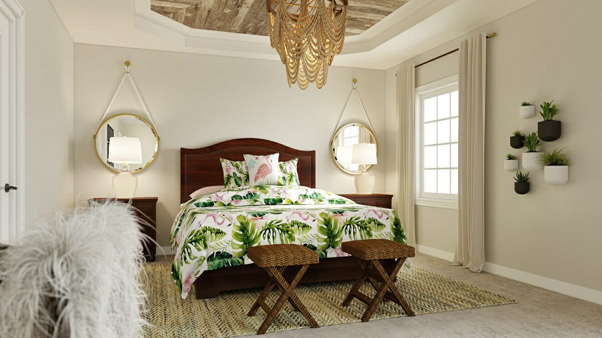 Flamingo and monstera bedspread as summer decor ideas - Tera S