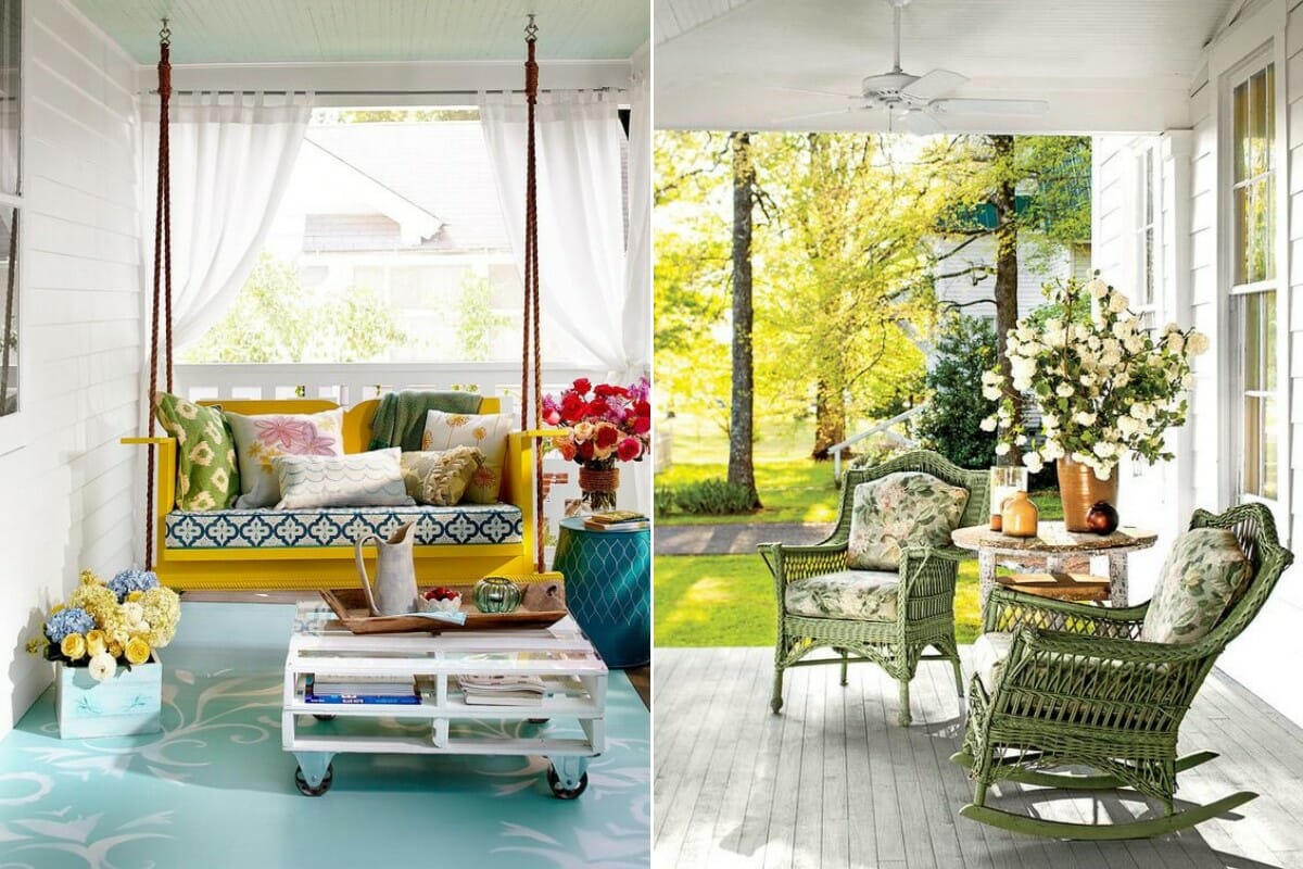 Front door with summer decor ideas for the porch