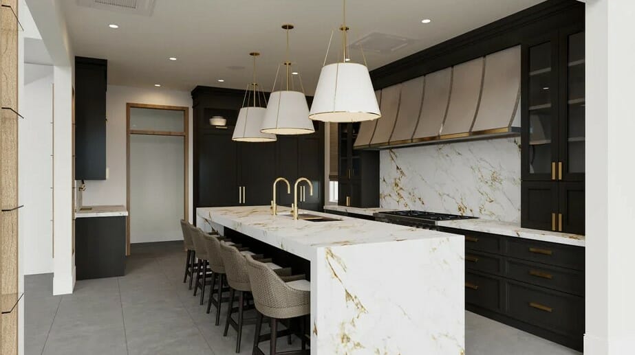 High end black, white and gold kitchen - Selma A