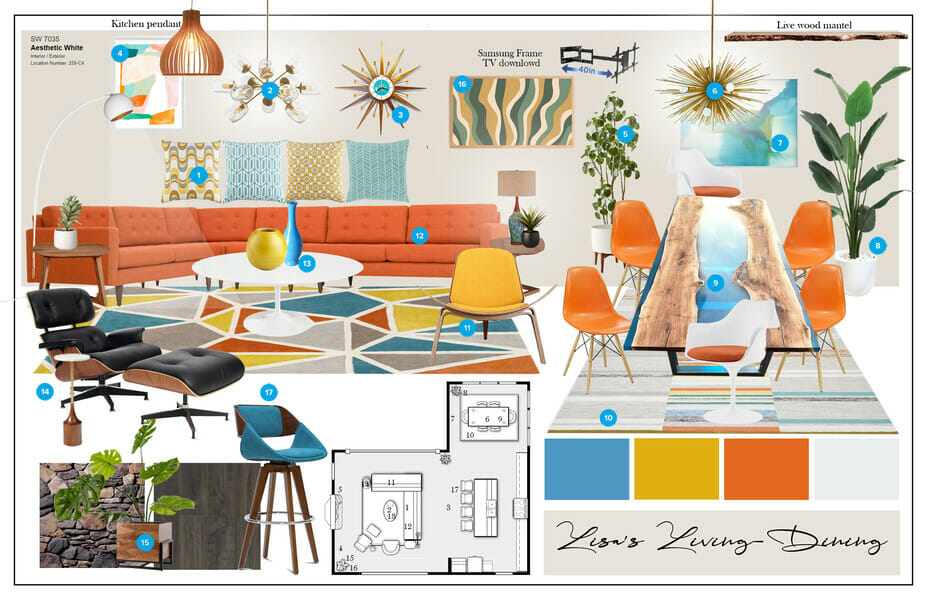 Mid-century modern design mood board - Casey H.