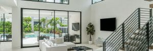 Minimalist modern home interior design with a patio