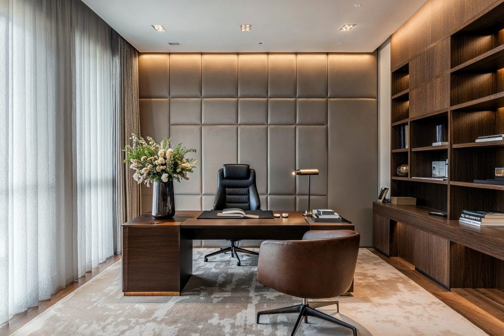 Sound absorbing panels in an executive office by Decorilla