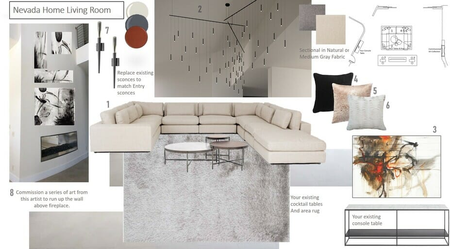 modern minimalist living room mood board