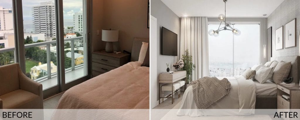 Bedroom before and after design by Decorilla