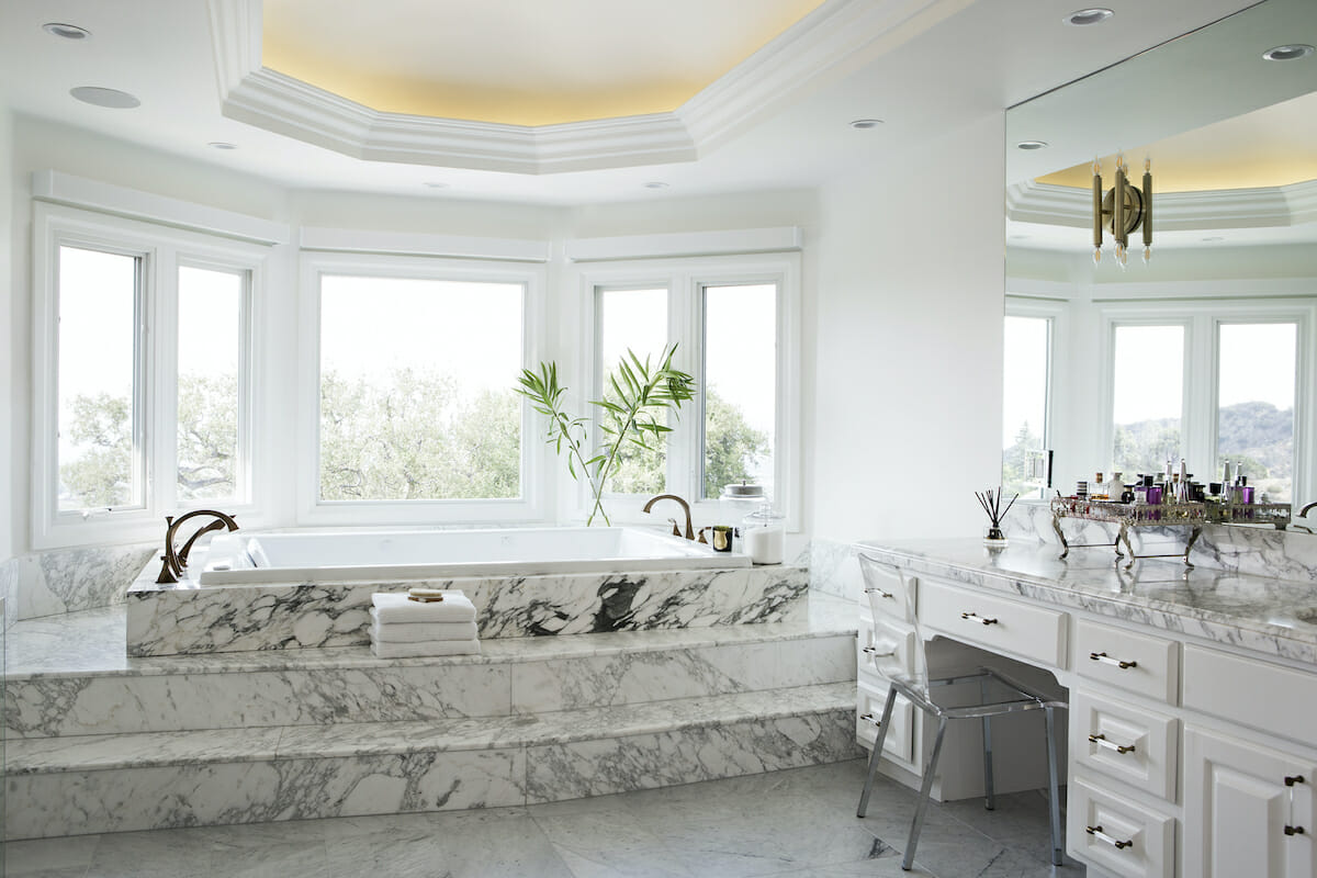 Marble bathroom ideas by Decorilla designer Lori D