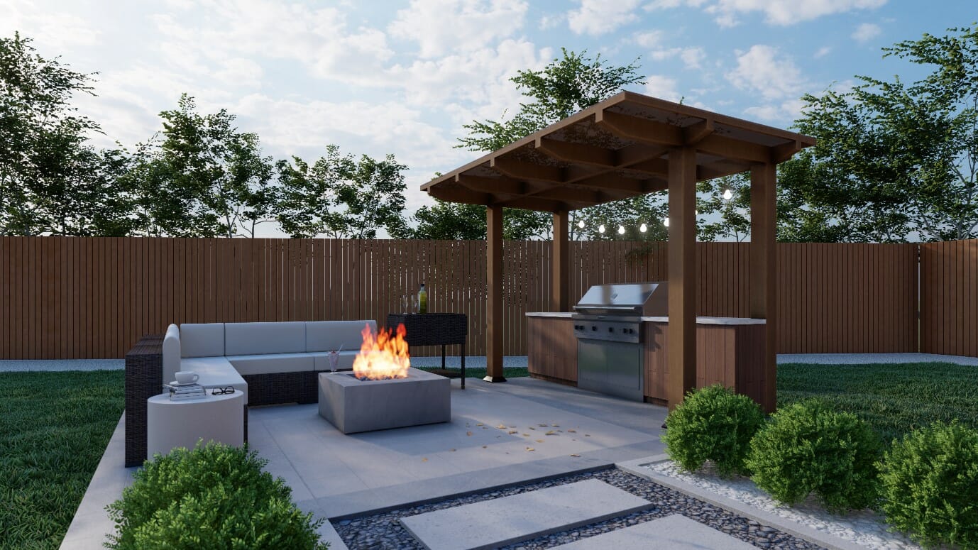 Outdoor kitchen layout by Picharat A