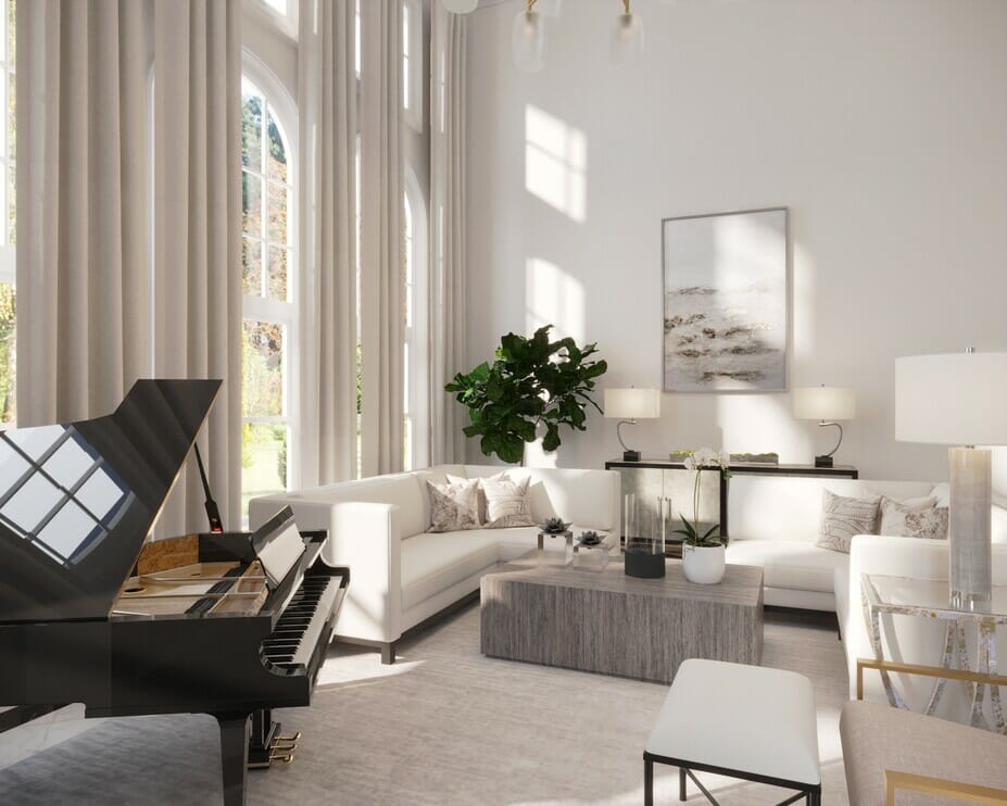 All-white furniture living room - Casey H