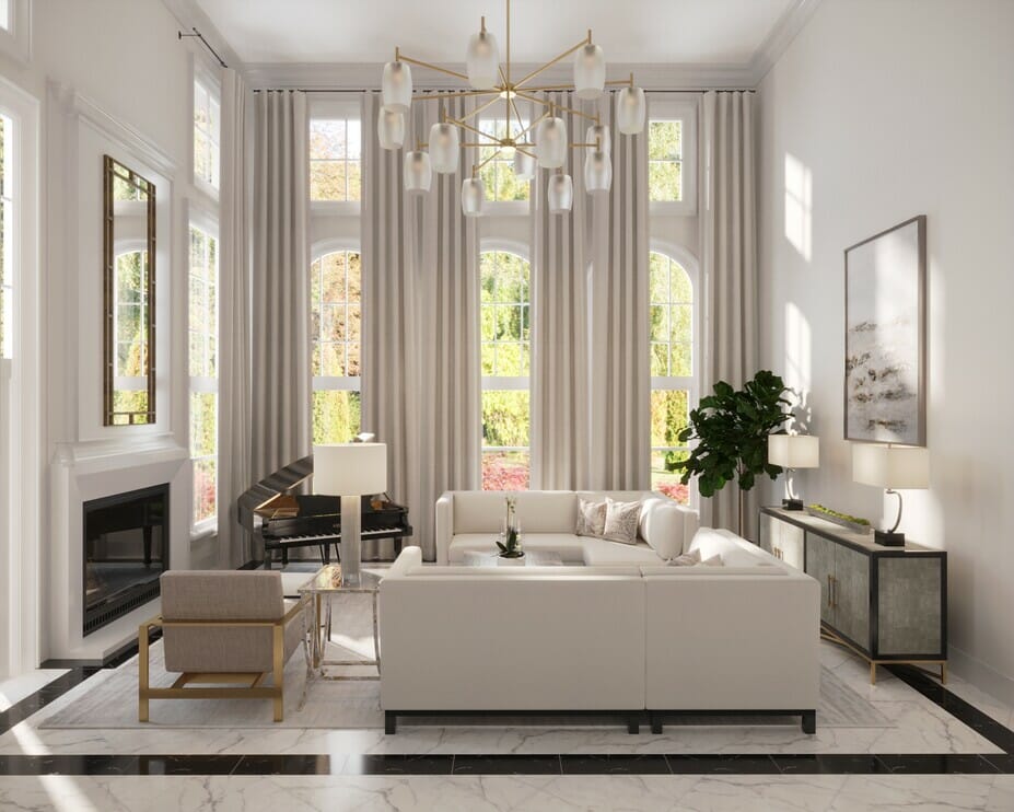 Before After Luxury All White Living Room Decorilla Online Interior Design