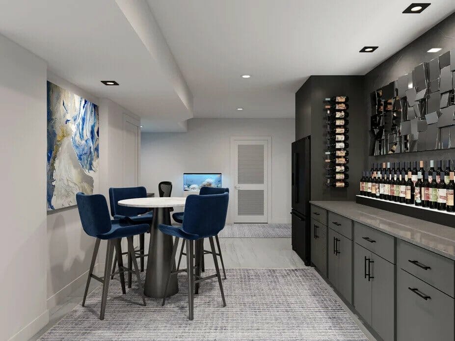 Basement bar design render by Decorilla