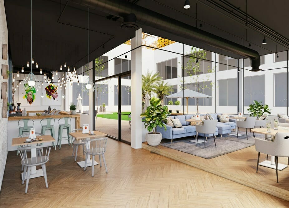 Casual cafe commercial interior design - Sonia C