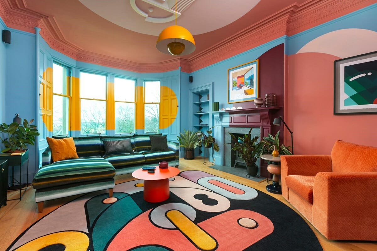 Colorful living room with retro decor - Mr Buckley