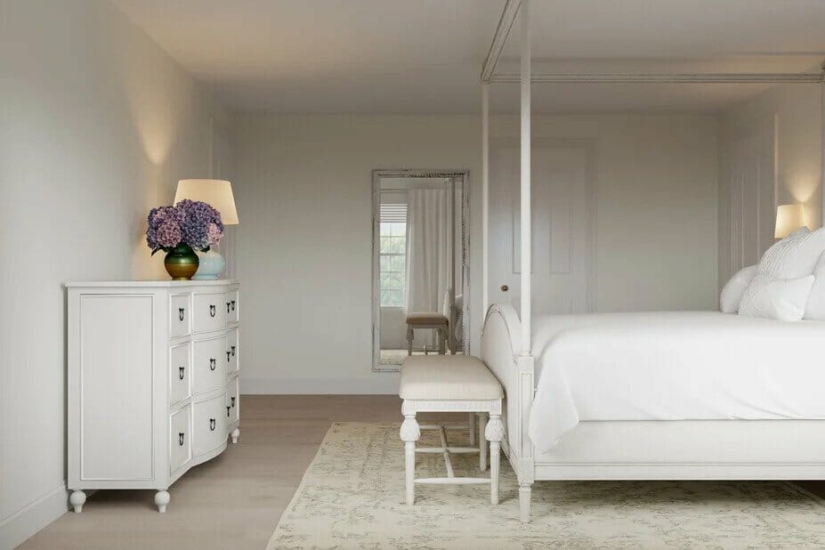 French country decorating style for a bedroom by Decorilla