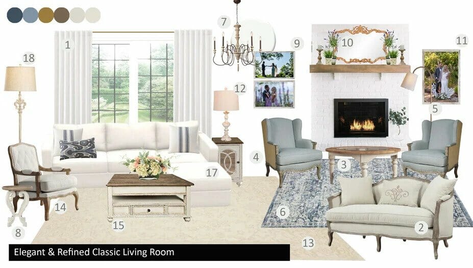 French country interior design mood board by Decorilla