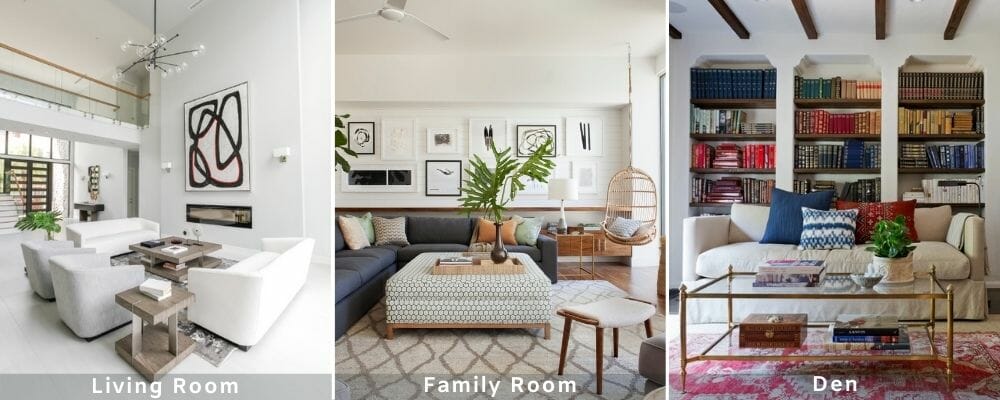 Living room vs family room vs den