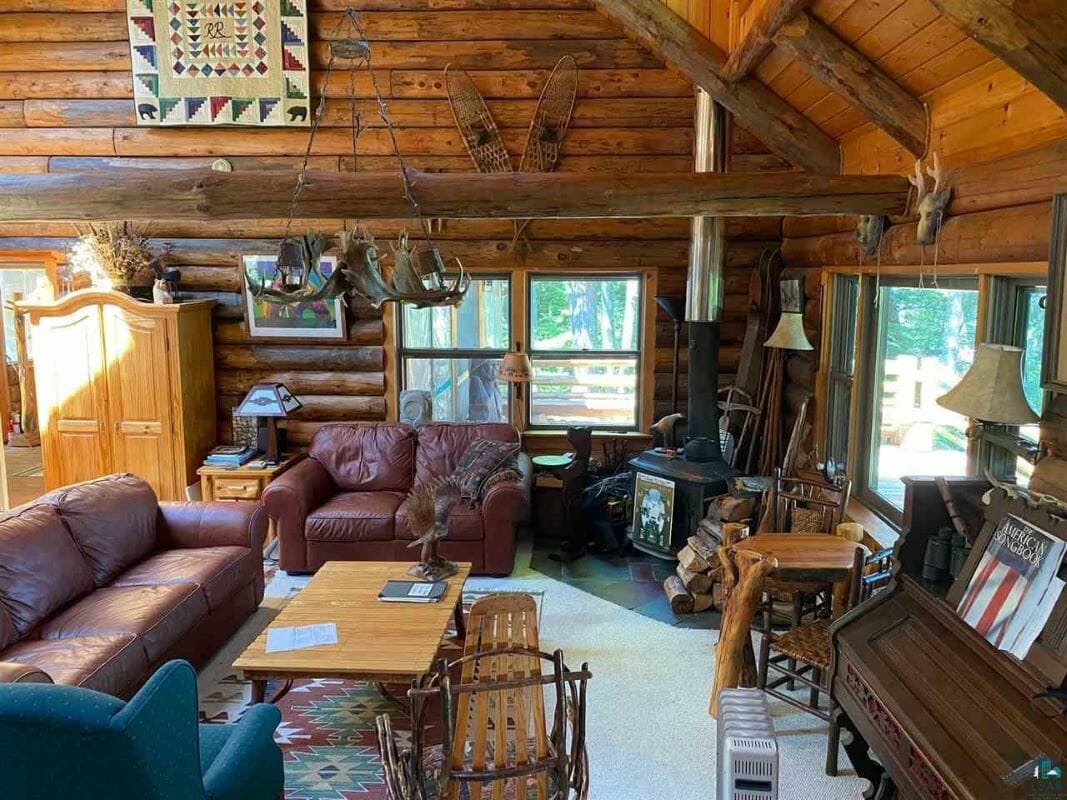 Log cabin modern interior before Decorilla online interior design