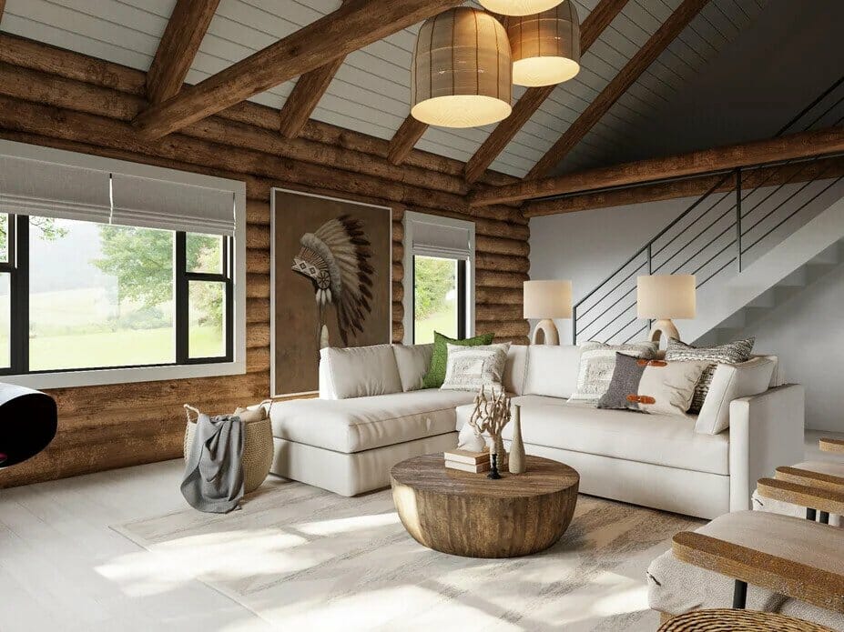 Log cabin modern interior by Decorilla