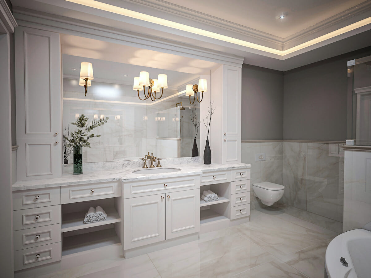 Marble floor bathroom ideas by Arin S