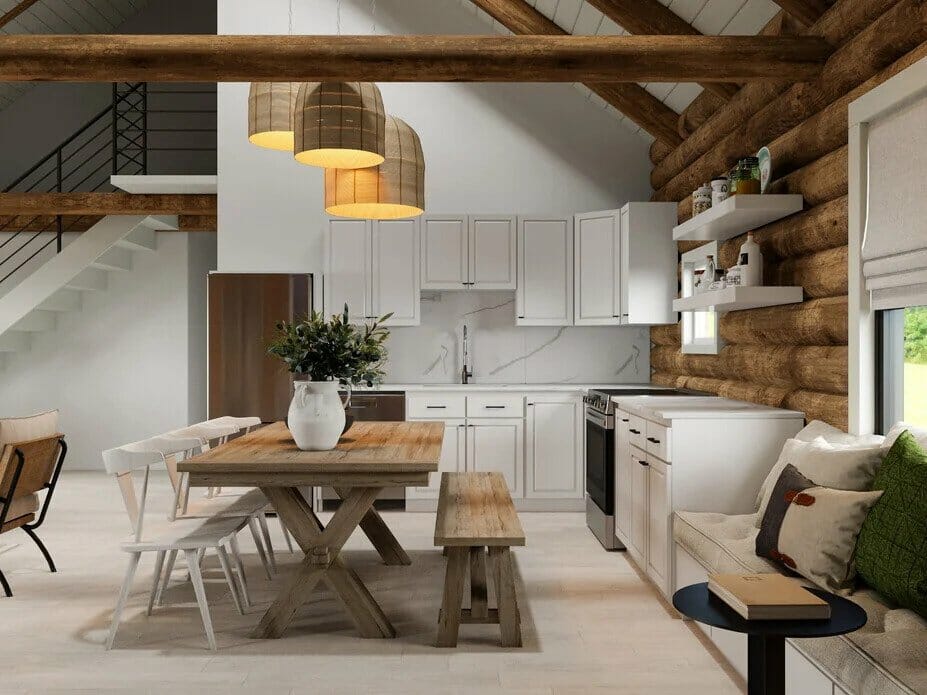 Modern log cabin kitchen by Decorilla