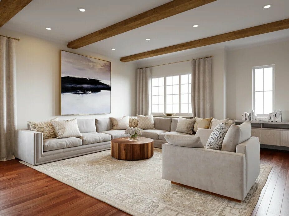 Modern neutral living room decor ideas by Decorilla