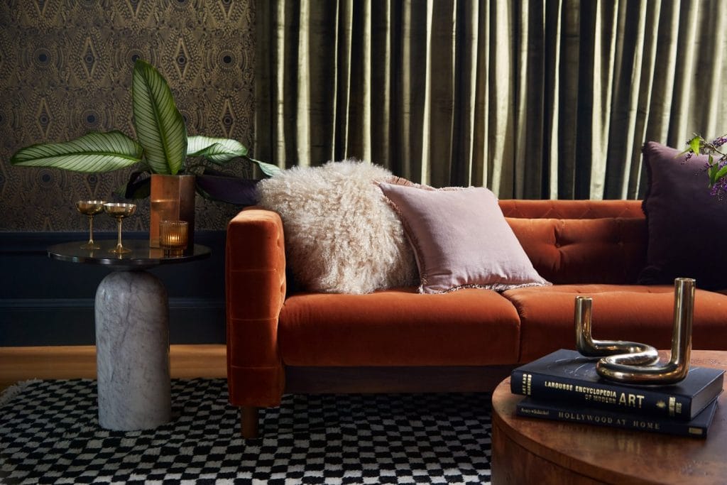 Moody colorful interior design ideas by Decorilla designer, Bridget B.