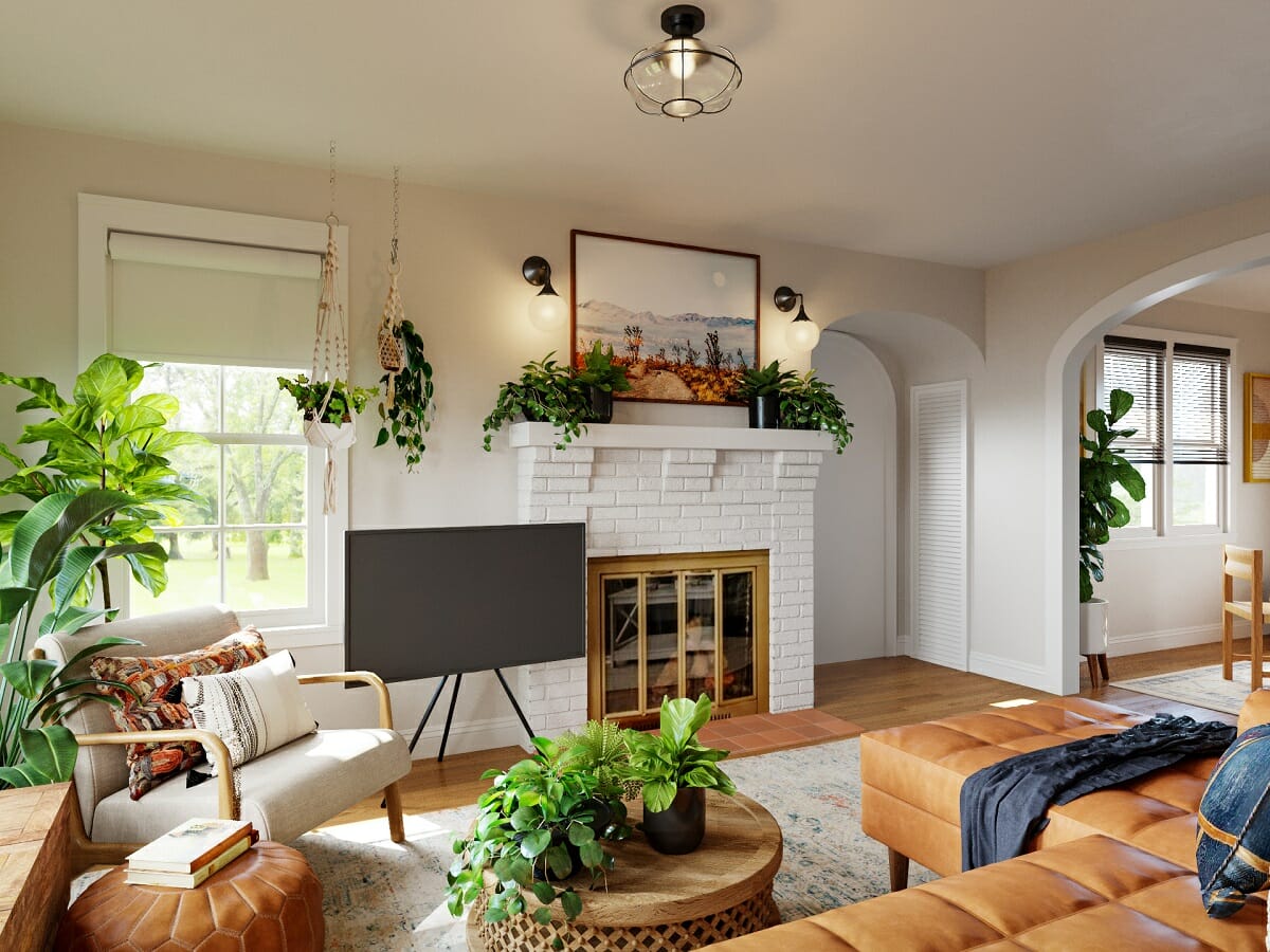 Plants as bohemian style living room decor - Drew F