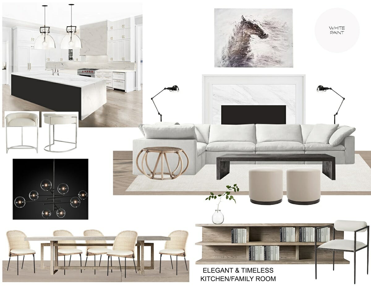 high end home decor ideas in a mood board