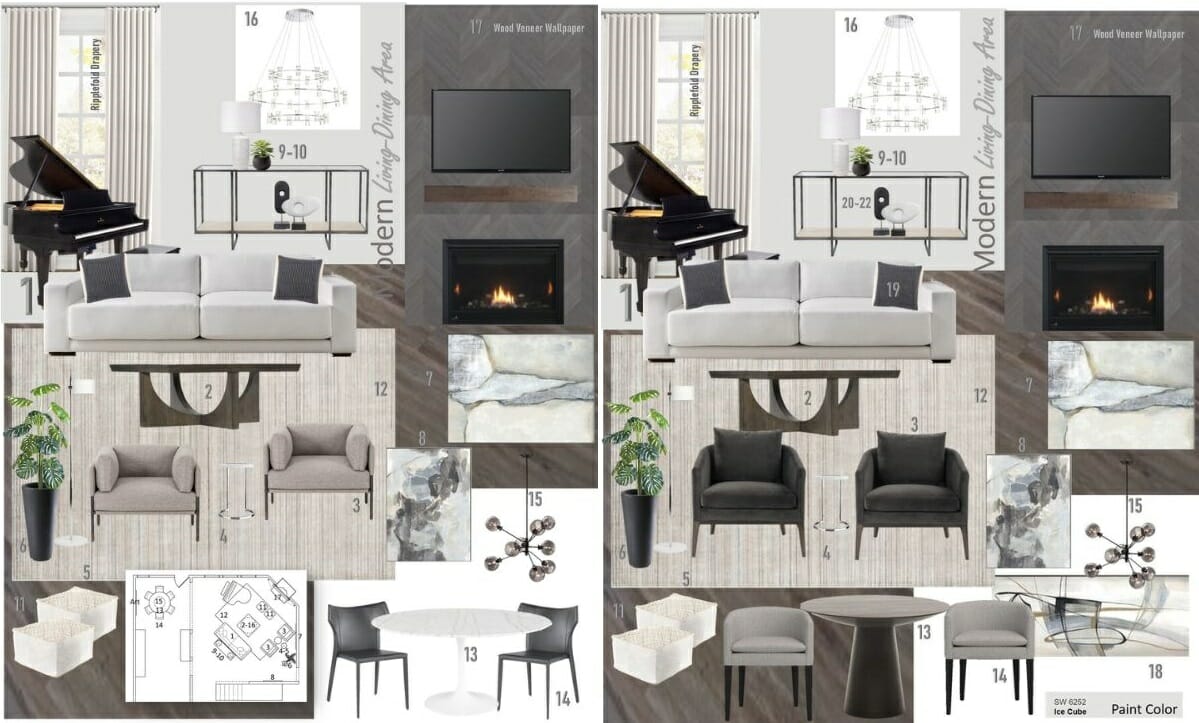 Black and white living and dining room ideas