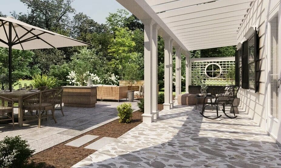 Bluestone patio design render by Decorilla