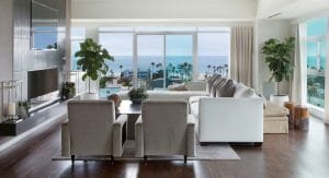Contemporary living room by Los Angeles interior designer Lori D