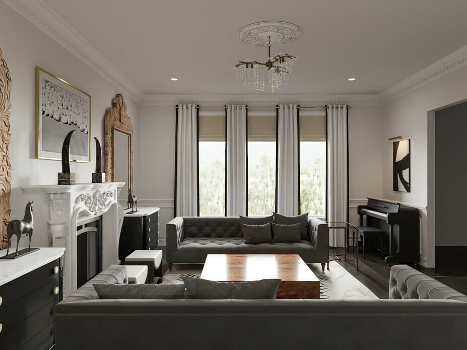 Hollywood regency style living room ideas
