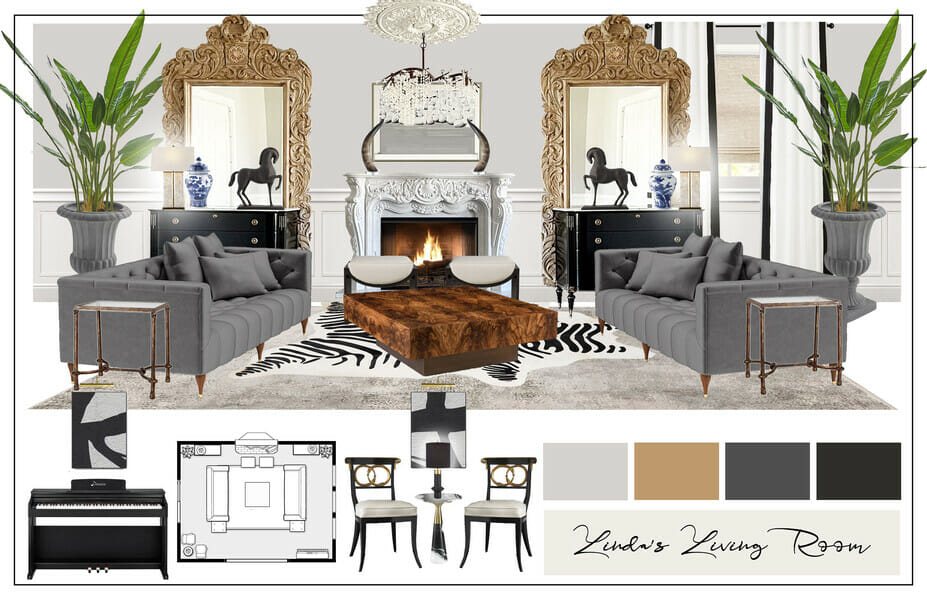 Hollywood regency style living room