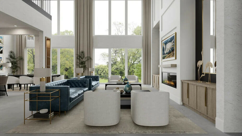 Luxury white living room by Decorilla