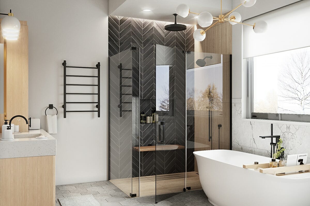 Master bathroom by online interior decorator - Maya M