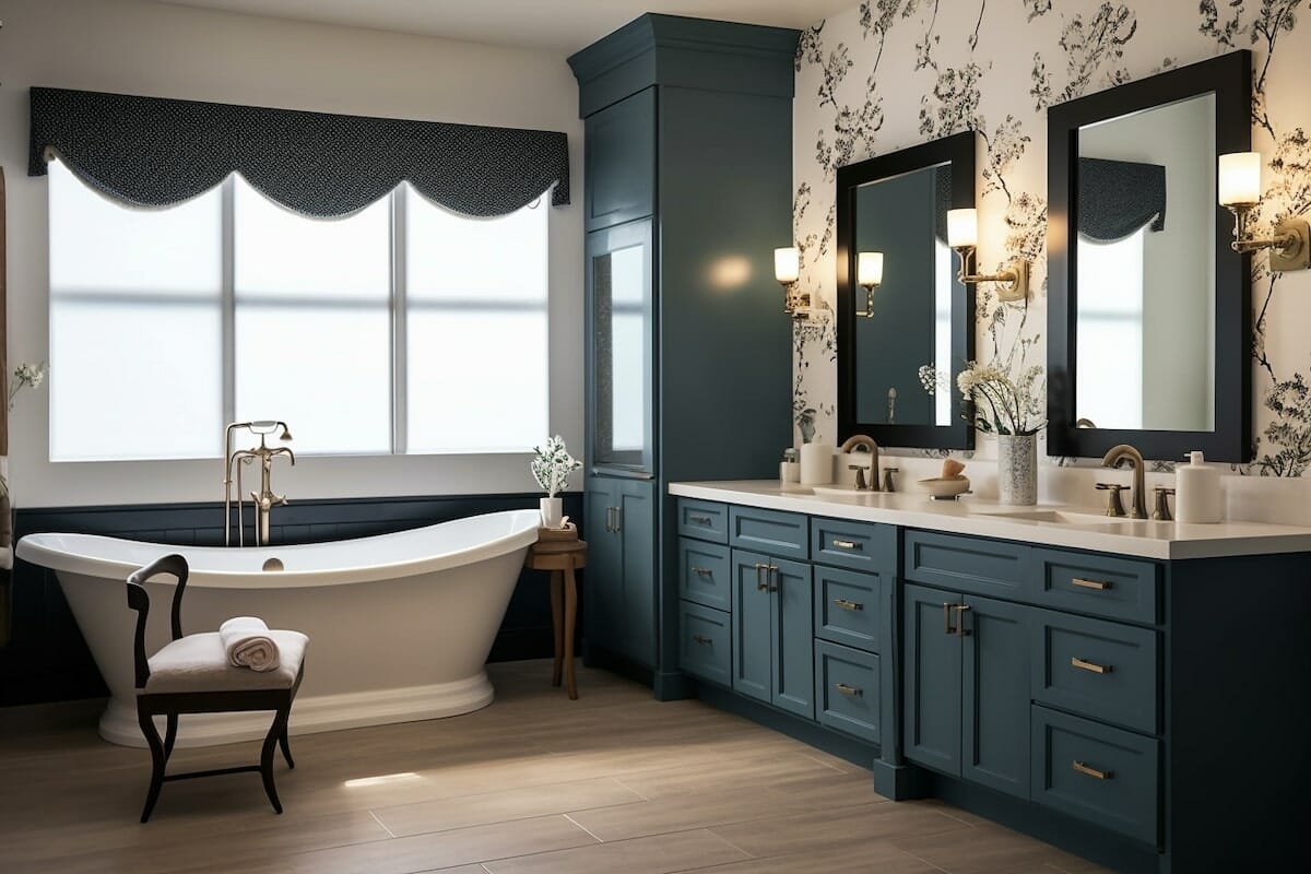 before & after: luxury master bathroom online interior design -