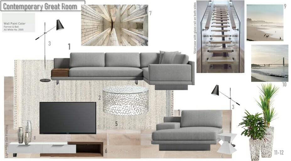 modern home décor and furniture mood board