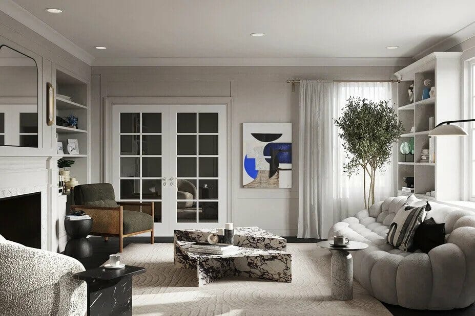 Contemporary glam living room by Decorilla