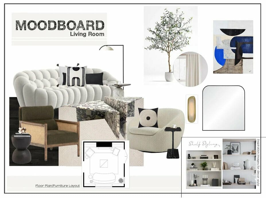 Contemporary glam living room mood board by Decorilla