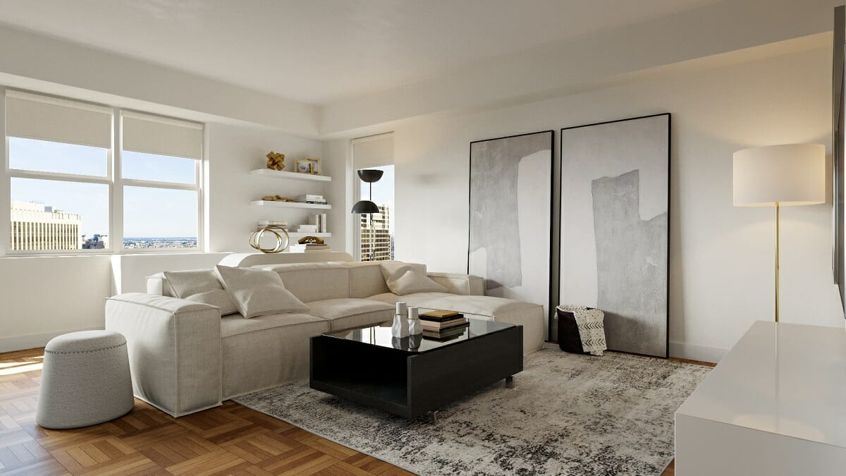 Contemporary style living room with oversized art - Berkely H