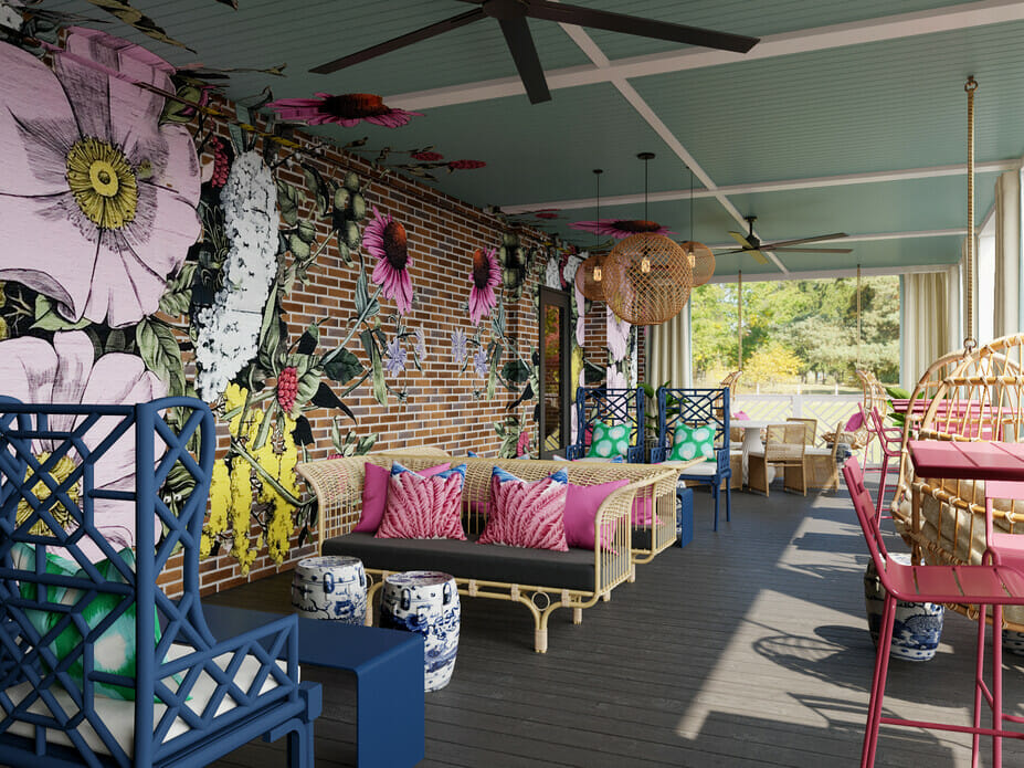 Eclectic hotel porch design - Jordan S