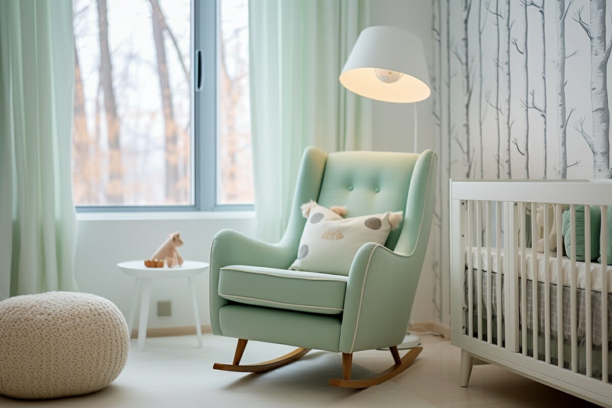 Gender neutral nursery decor ideas in a soft green