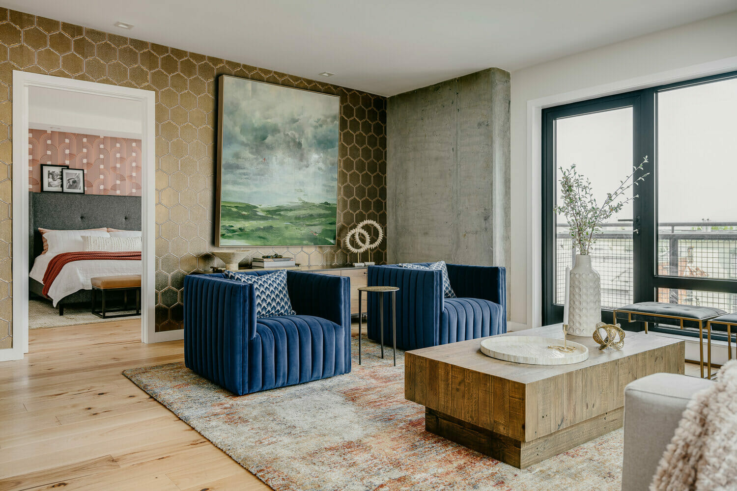 Modern-living-room-bedroom-by San Francisco Interior Designer -Jeffrey-N.