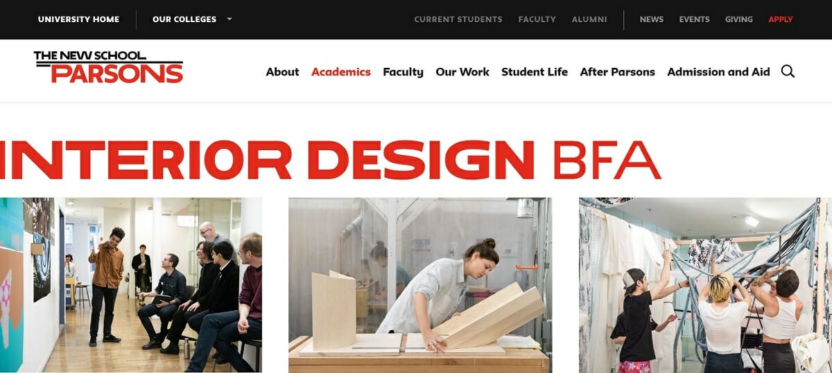 The New School - Parsons - Interior design schools online