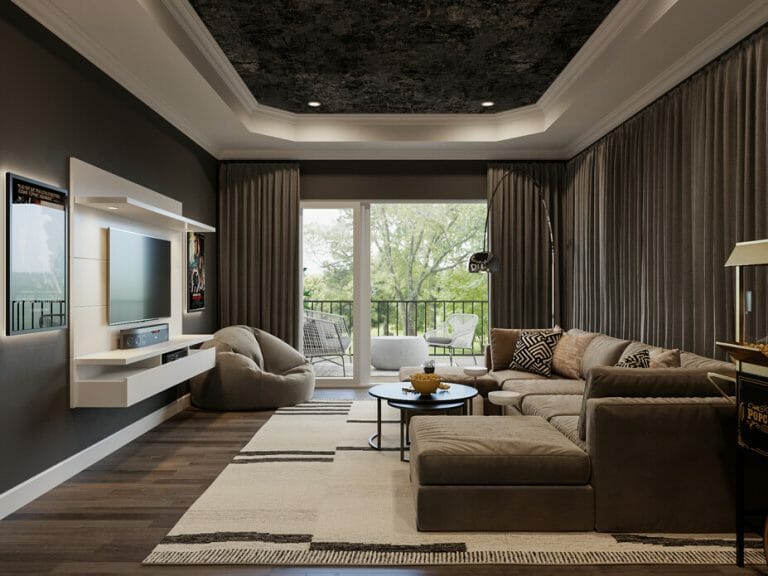 Before & After: Luxe Home Theater Design - Decorilla Online Interior Design