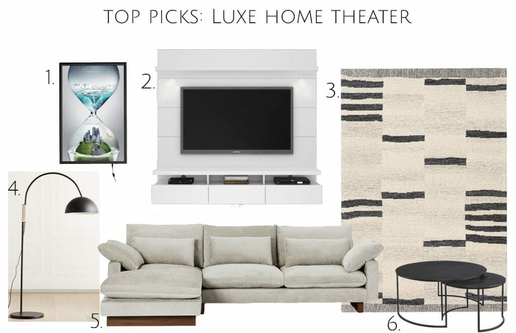 Before & After: Luxe Home Theater Design - Decorilla Online Interior Design