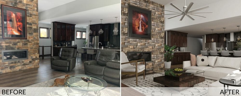 Before and after the contemporary mid century modern living room