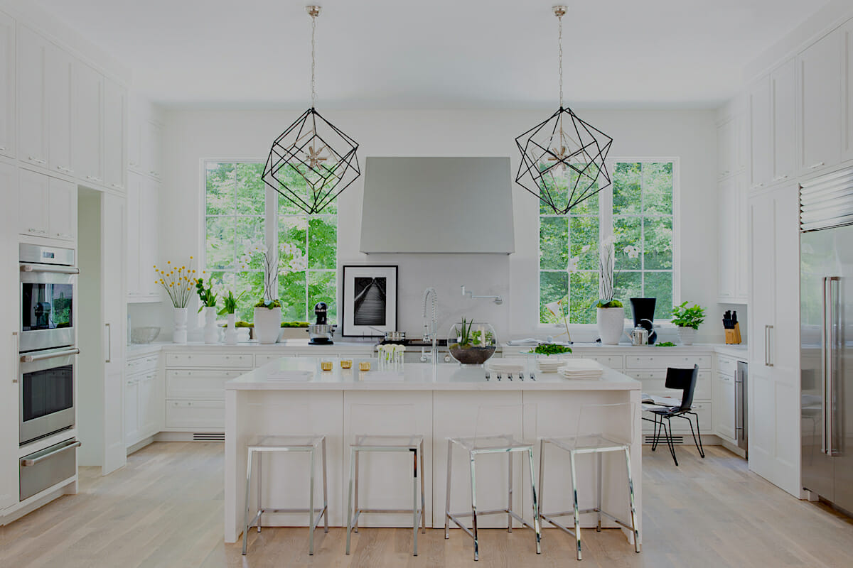 Bright white kitchen before and after by Decorilla designer Elizabeth L