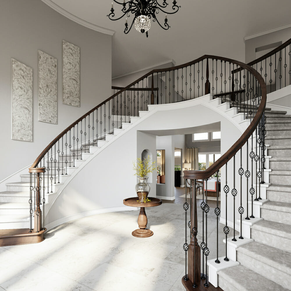 Grand entryway staircase ideas by Decorilla design Rachel H