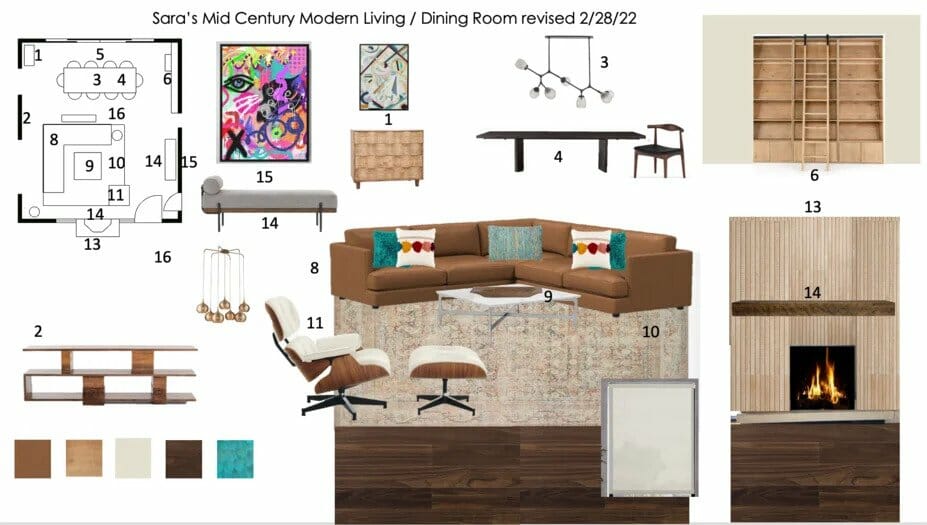 Mid-century modern dining room mood board by Decorilla