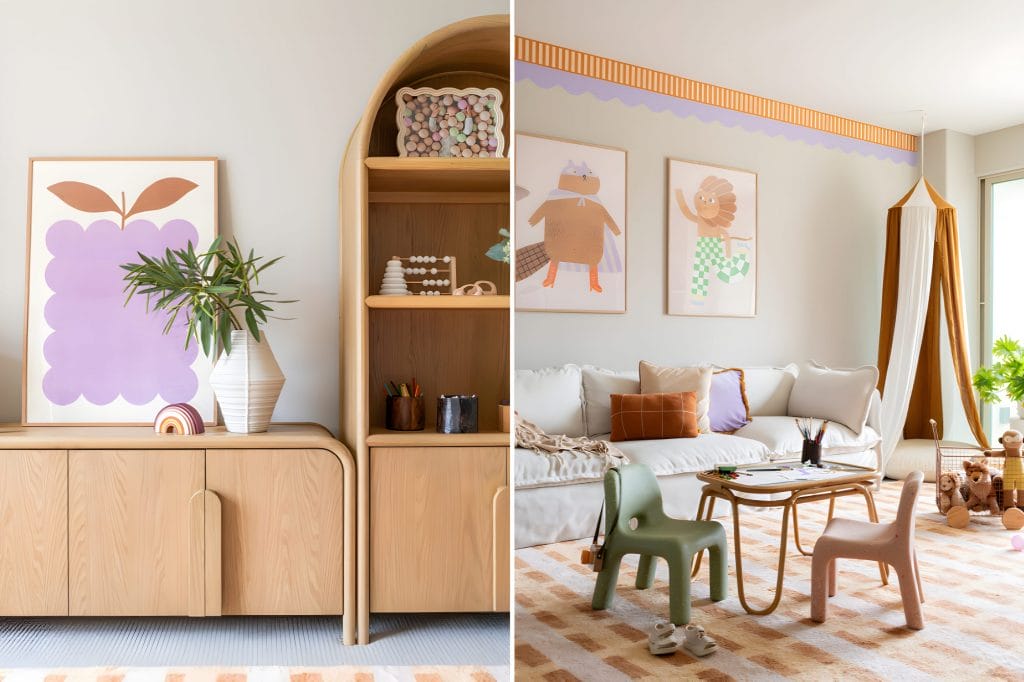 Scandinavian style decor in a nursery and kids room by Decorilla designer, Maja E.